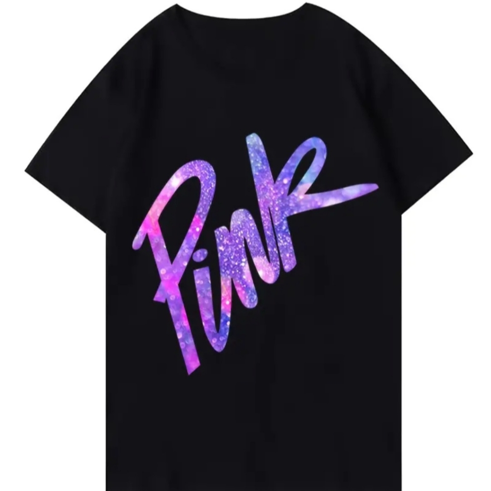 NWT !! Black T-Shirt with the Word PINK Printed on Front in Gradient Lettering💖 - Picture 12 of 16